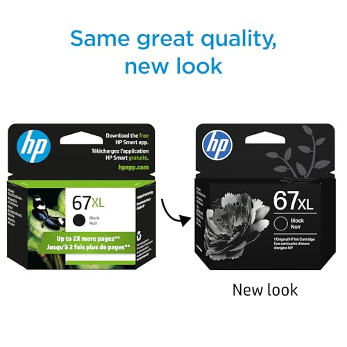 hp 67xl black high-yield ink cartridge for hp printers  works with printer series deskjet 1255 2700 4100 envy 6000 6400 series  eligible for instant ink  3ym57an