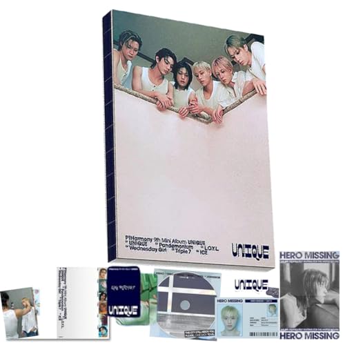 P1Harmony UNIQUE 9th Mini Album [B Ver.] Photobook + CD + 2Photocard + Unit Photocard + Hero missing card + Folded Poster (Navy Color)