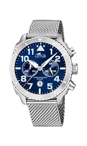 Montre homme Lotus 18704/1 : chronographe à quartz en acier argenté et étanche 10 ATM