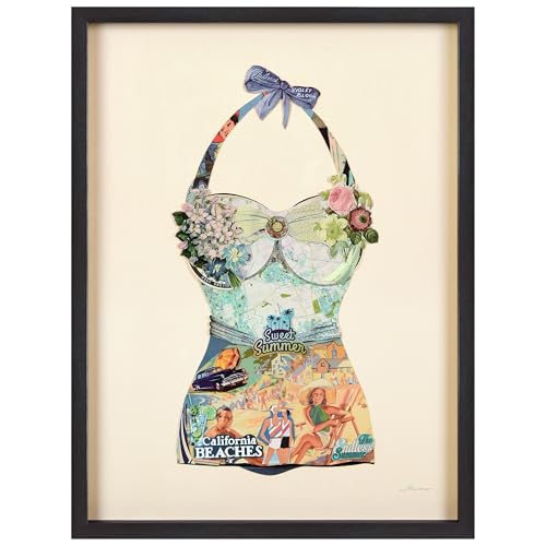 Empire Art Direct California Beach Dimensional Collage Handmade by Alex Zeng Framed Graphic Wall Art Ready to Hang, 25" x 33" x 1.4" by Empire Art Direct - Used condition - US$51.46