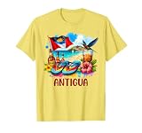 Antigua and Barbuda Flag Island Flip Flops Tropical Beach T-Shirt