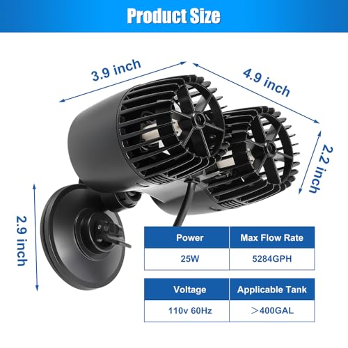 Image of DaToo 5284GPH Mini Aquarium Circulation Pump Ultra-quiet Fish Tank Wave Maker With Suction Cup 360 Degree Rotatable Aquarium Power Head Submersible Water Pump For Freshwater And Saltwater