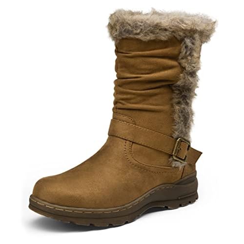 Vepose Women's Winter Boots Mid Calf Warm Fuzzy Shoes