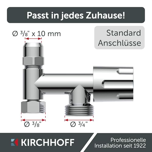 KIRCHHOFF GA-Zusatzventil, Chrom, 3/8\IG x 3/4\AG x 3/8\AG x 10 mmQ mit