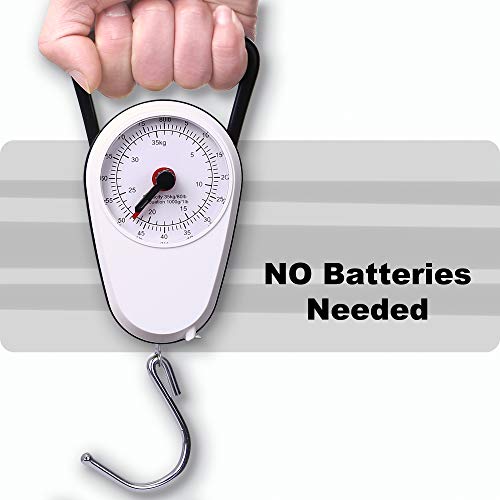 AccuDial No Batteries Accurate Easy Reading Analog Compact Handheld Luggage Scales