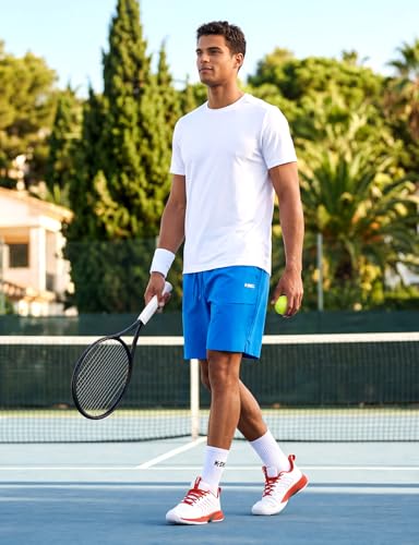 K-Swiss Men\'s Tennis Shorts with Ball Pockets - Lightweight Athletic Shorts for Pickleball Workout Running Blue L