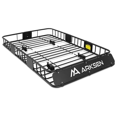 ARKSEN 64 x 39 x 6 Inch Universal 150LB Heavy Duty Roof Rack Cargo with Extension Car Top Luggage Holder Carrier Basket for SUV, Truck, & Car Steel Construction Cover