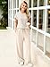 Glamaker Two Piece Sets for Women Summer Lounge Set Short Sleeve Pullover Tops Sweatpants 2025 Fashion Outfits Khaki XL