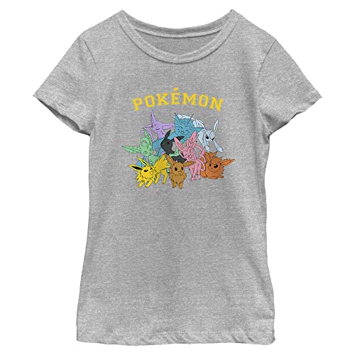 Pokemon Gotta Catch Eeveelutions Girls Short Sleeve Tee Shirt Athletic Heather