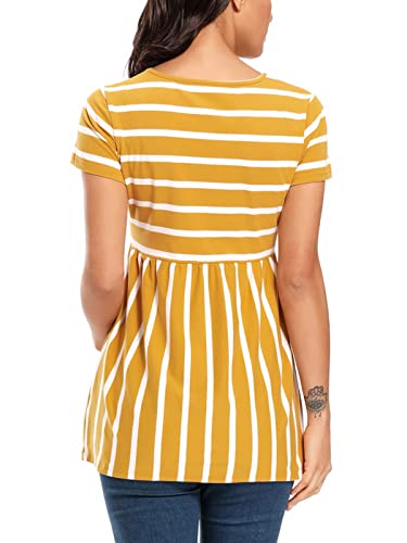 Jezero Women's Maternity Tops Short & Long Sleeve Side Ruching Round Neck Shirts #TOP3