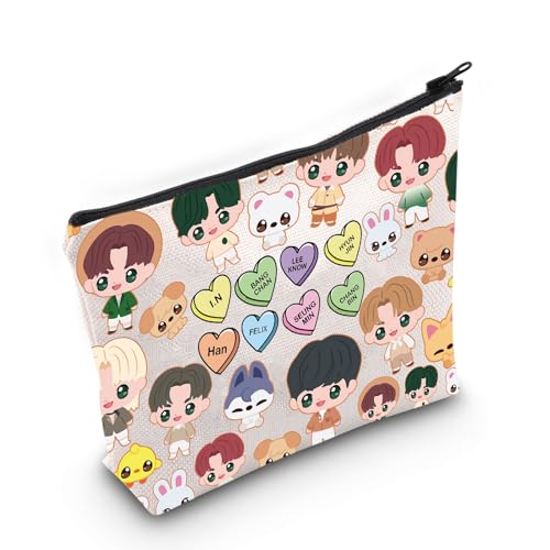 LEVLO Korean Group Stay Cosmetic Makeup Bag Stay Fans Gift Korean Group Cartoon Member Makeup Zipper Pouch Bag, SKZ Bag, Makeup Bag