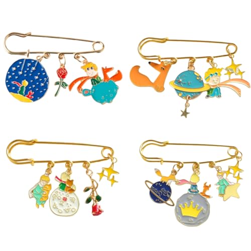 ENIXWH Broche Petit Prince 4 Pièces/Set, 3x3cm, Métal