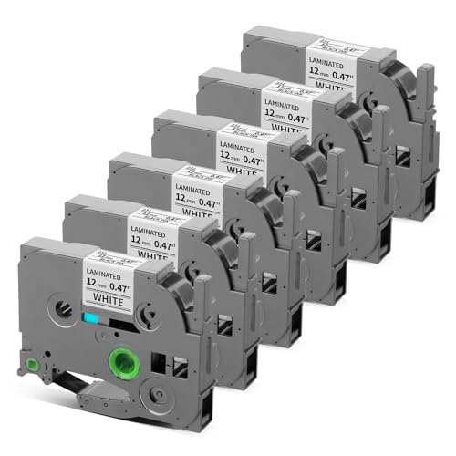 Image of Replace for Brother Label Maker Tape 12mm 0.47 White TZe-231 TZe TZ Tape AZe-231 Work with Brother P-Touch Label Maker PT-D210 PT-H110 PT-D220 PT-D400 PT-D600 PT-D610BT, Black on White 6-Pack, Pillex