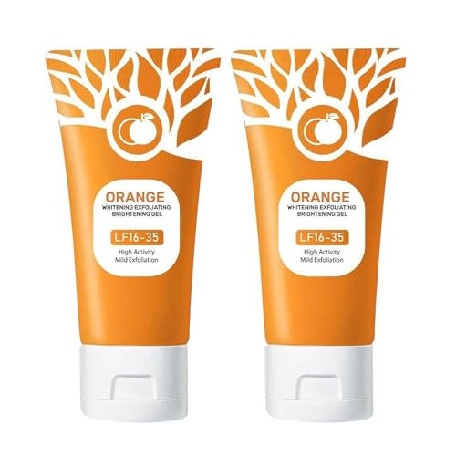 Natürliches Orange Peeling Gel, Peeling Gesicht, Orange Exfoliating Brightening Gel,Face and Body Exfoliating ScrubGel für Damen,für alle Gesicht Tiefenreinigung und Feuchtigkeitsspendende (2PC, 50G)