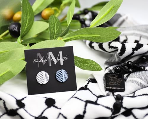 Image of Keffiyeh Flat Hijab Magnets, Hijab Magnetic Pin, Shawl Pins, Dress Weights, Race Bib Magnets, 2 Pairs, No Snag, Strong, Premium, Pinless Brooch, Multi-Use, NEW & Unique Variations by Modest Magnets