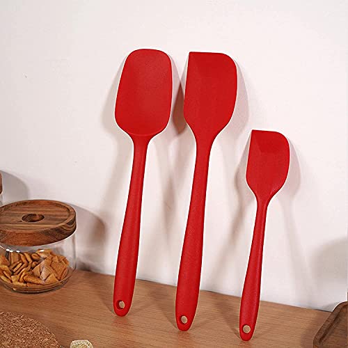 Image of Baskety Silicone Spatula 3-Piece Set, High Heat-Resistant (UP to 480F), Non-Stick Spatulas with Stainless Steel Core Mixing Cooking & Baking Red
