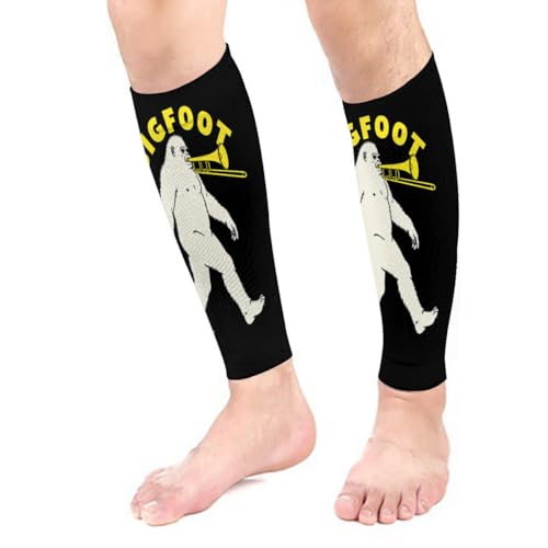 Bigfoot Playing Trombone Sasquatch Men Women Calf Compression Sleeve for