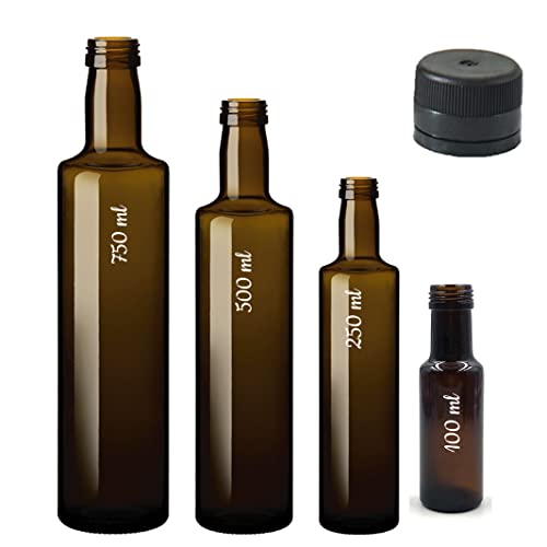 Botellas vacías ESENCIA ANDALUSI, botella de vino, botella de licor, botella de aceite, botella de cerveza, vidrio, tapón, botella de vidrio. Doric 750 ml, 500 ml, 250 ml y 100 ml (750 ml-6 piezas)