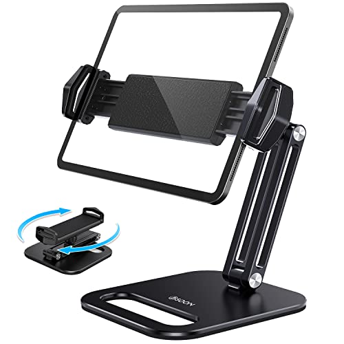 BSOON Tablet Holder, Adjustable Tablet Holder - Flexible 360° Rotation Desktop Tablet Stand for iPad Pro 12.9, 11, 10.5, 10.2, 9.7, Air, Mini, Samsung Tab, All 4.7-13 Inch Devices, Black Cover