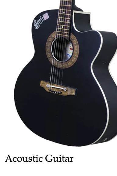 Image of Signature 40-Inch Matte Black Guitar - Built-in Truss Rod, AUX Output, 20 Frets