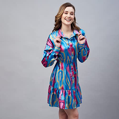 Image of Carlton London Women's Satin Fit and Flare Mini Dress