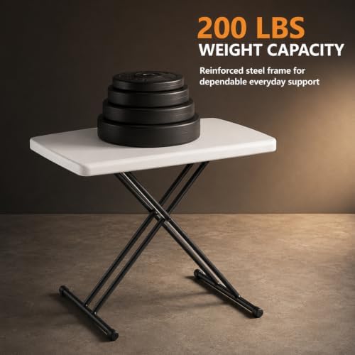 FurniEdge Folding Table, TV Tray with 3 Levels Adjustable Height, Heavy Duty No Assembly Foldable Small Table for Eating or Working on Couch, Picnic, Camping, Living Room, Indoor and Outdoor Use — view 4