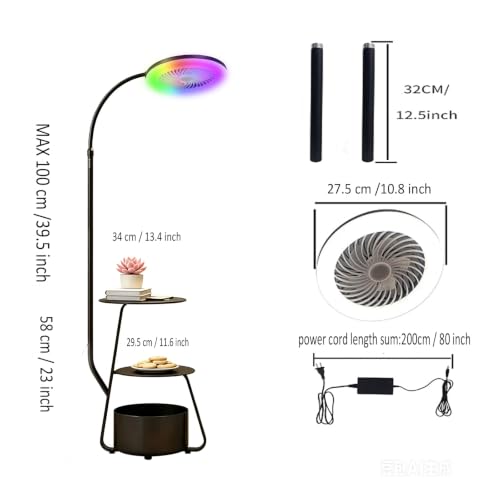 Image of Pedestal Fan with RGB Lights Dimmable Floor Standing Fan 3-Wind Speed