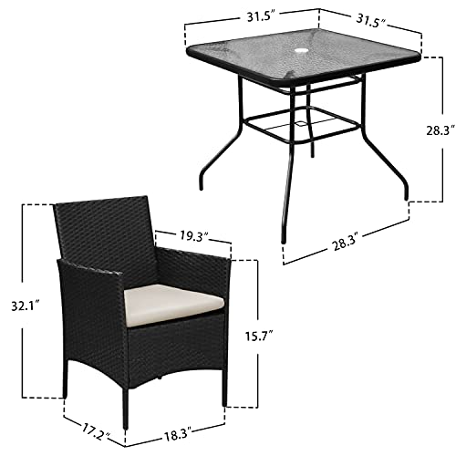 Flamaker Outdoor Furniture 5 Pieces Patio Furniture Set Patio Dining Set Patio Chairs And Table With Umbrella Hole (Beige) #TOP6
