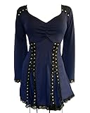 Dare to Wear Electra Corset Top: Steampunk Gothic Punk Rock Women's Plus Size Tunic Shirt for Everyday Halloween Cosplay Festivals, Midnight 1x
