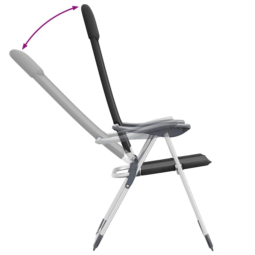 Klappbare Campingstühle 2 STK. Aluminium, 5-Fach verstellbare Strandstühle mit gepolsterter Kopfstütze, stabile Campingstühle bis 120 kg, leichte Klappstühle für Camping, Angeln