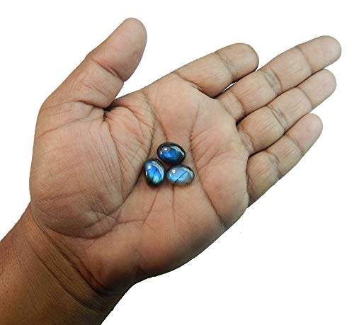 Myhealingworld Natural Calibrated 10X14Mm Oval Blue Fire Labradorite Cabochon Loose Gemstone 3Pcs Box. For Healing Wellness And Jewelry Making. #TOP4