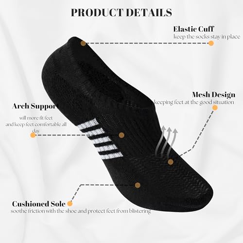 No Show Socks Womens Cushioned Low Cut Invisible Footies, 6 Pairs Running Athletic Gym Ankle Women Socks4