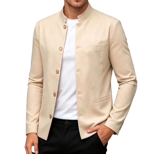 Veste en coton et lin homme coupe droite élégante sans repassage