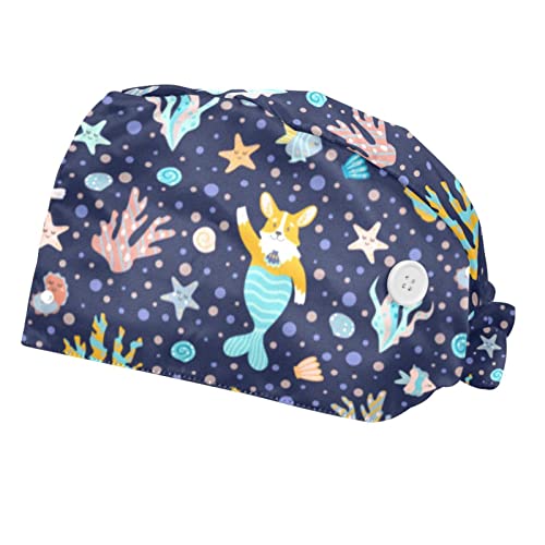 Chapeau de travail respirant JDEZ lot de 2 casquettes bouffantes chiens et mer