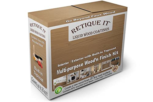 Retique It Muli-Purpose Wood Finish Kit - GO Beyond Faux Wood with Paintable Liquid Wood Based Primer and Gel Stain - Graining Tools Included (2X 8oz, Barn Wood)
