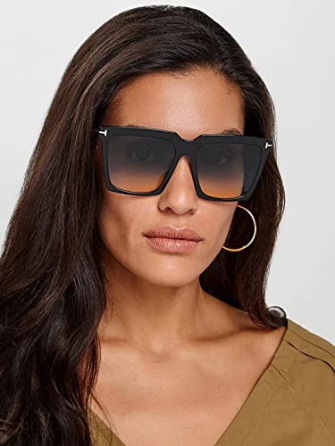 Aieyezo Oversized Square Sunglasses For Women Men Fashion Big Frame Shades Outdoor Sports Driving Sunnies Uv400 Protection (Matte Black/Grey) #TOP1