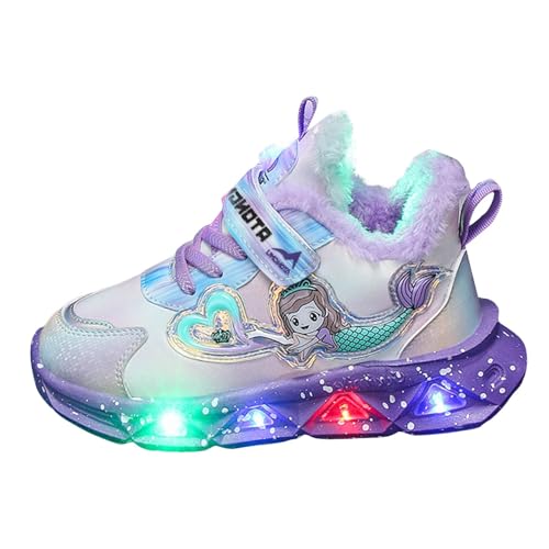 IWIHMIV Girls' Sneakers Girl Tennis Shoes Lightweight Slip On Running Shoes Light Up Warm Shoes Walking Shoes for Toddler