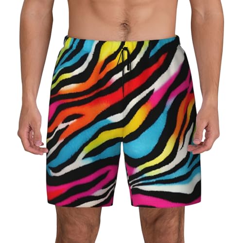 Short de bain respirant zèbre arc-en-ciel confortable pour fitness