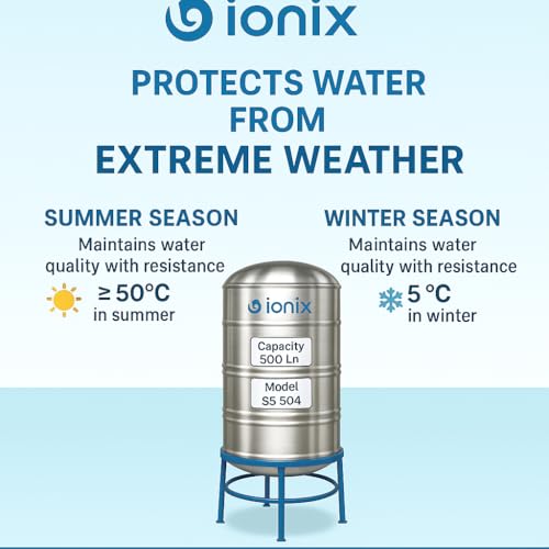 Image of IONIX Stainless Steel Water Tank 500L - 100% Food Grade SS 304 - Long Life, Zero Maintenance - Rust-Proof, Durable Storage for Drinking Water, Free installation in Delhi /NCR