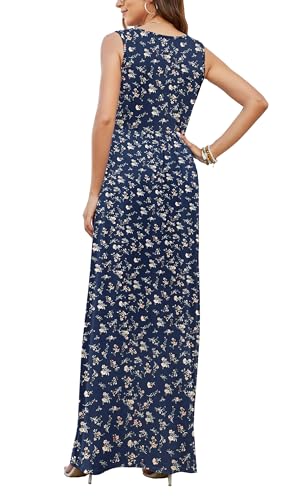 Image of AUSELILY Maxi Dresses for Women Summer Casual Sleeveless V Neck Wrap Dress | Sleeveless Long maxi dress with wrap V neck & side pockets, for formal cocktail, beach & casual daily wear