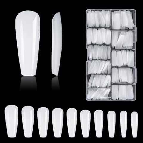 500 Pieces Acrylic False Nail Tips with Case Cover