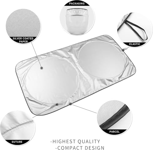 Image of Round Foldable Windshield Car Sun Shade with Storage Pouch for for Cars, Suvs & Hatchbacks UV Protection Use