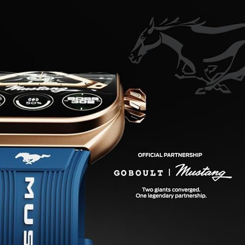 Image of GOBOULT Mustang Muscle Smart Watch 2.01'' 3D Curved Display, Convertible Strap, Premium Metallic Crown, BT Calling, 600 Nits Brightness, AI Assistant, IP68 (Extra Starp, White Armor)