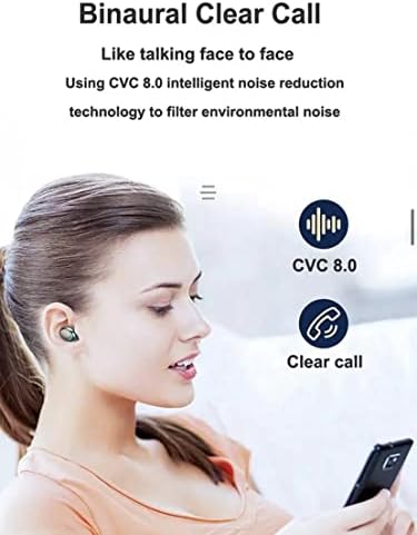 Wireless Mini In-ear Earbuds Bluetooth 5.0 TWS IPX7 Waterproof Sports Gaming HiFi Stereo Active Noise Cancelling LED Power Bank Display Charging Case for iPhone and Android (Black)