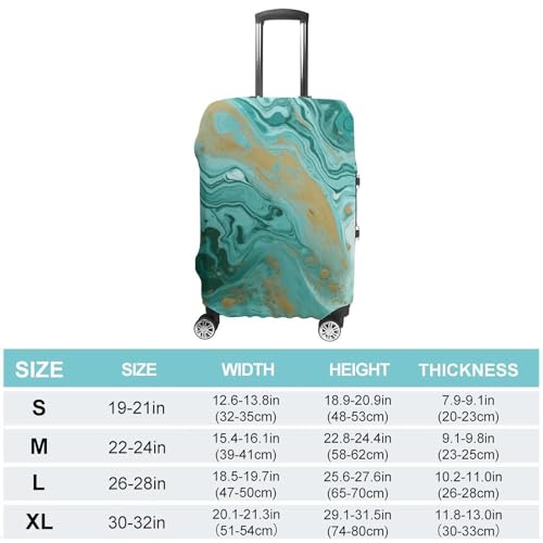 Teal And Gold Marble Luggage Cover, Washable Elastic Suitcase Cover Protector Fit 18-32 Inch Luggage2