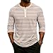 Men’s Printed Crew Neck Henley Shirts 3/4 Sleeve Fashion Pullover Tops 3 Button Comfortable Casual Loose Blouses