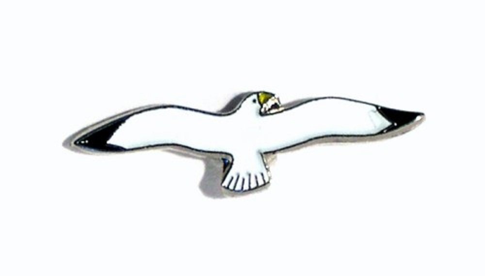 Mainly Metal Multi-Coloured Metal Enamel Pin Badge Brooch Bird - Sea Gull Tern (Flying)