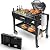 Hisencn Grill Table Cart for Ninja Woodfire Grill - OG700 Series, Foldable Portable Grill Stand, Grill Cart for Ninja, Blackstone, Weber, Onni Pizza Oven, Camping BBQ Prep Cart with Caddy, Black