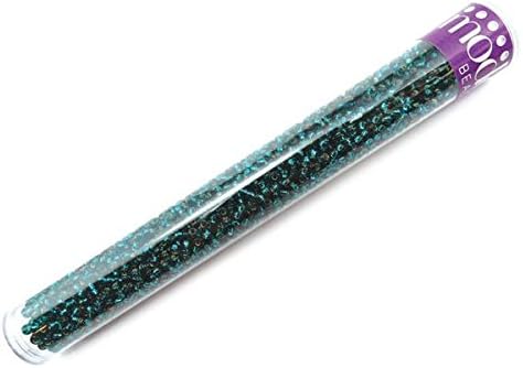 Mode International RSB10-57711 5.5-Inch Round Seed Beads Tube, 10/0 Teal Silver Lined