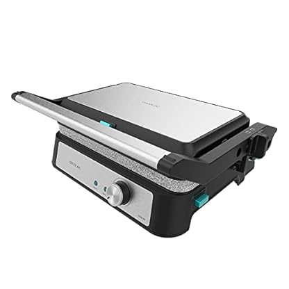 Cecotec Elektrischer Grill Rock'n Grill 1500 Take&Clean Stone. 1500 W, RockStone-Beschichtung, abnehmbare und spülmaschinenfeste Platten, 180º Öffnung, schwimmende obere Platte